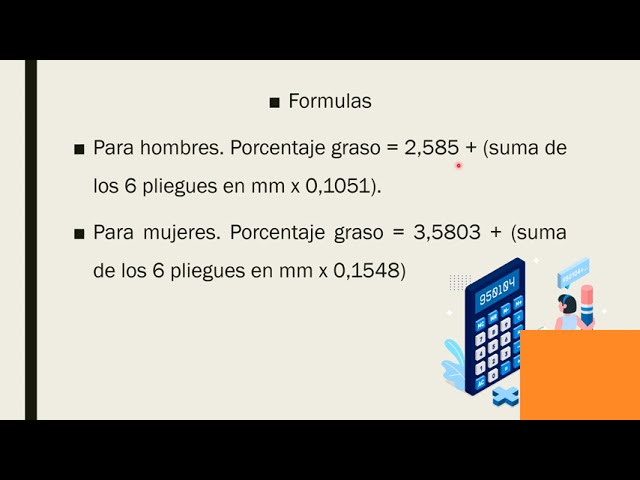 fórmula para calcular porcentaje de grasa corporal con pliegues